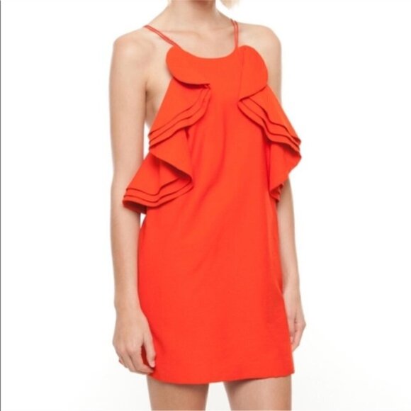 𝅺CAMEO orange wake me sleeveless ruffle dress - Picture 1 of 7